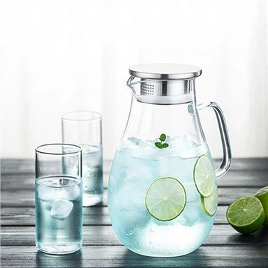 إبريق زجاجي سعة 1700 مل مع أغطية SS